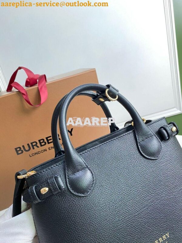 Replica Burberry The Small Banner in Leather and House Check Black 6