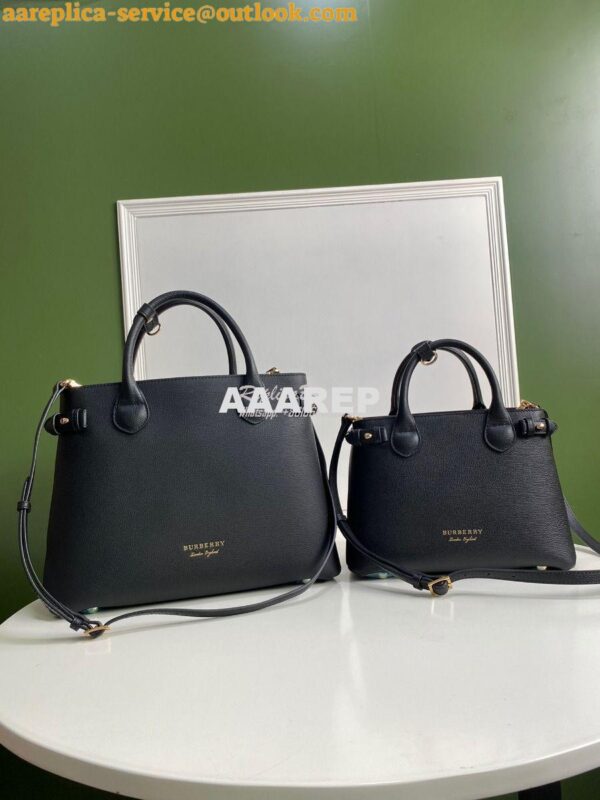 Replica Burberry The Small Banner in Leather and House Check Black 7