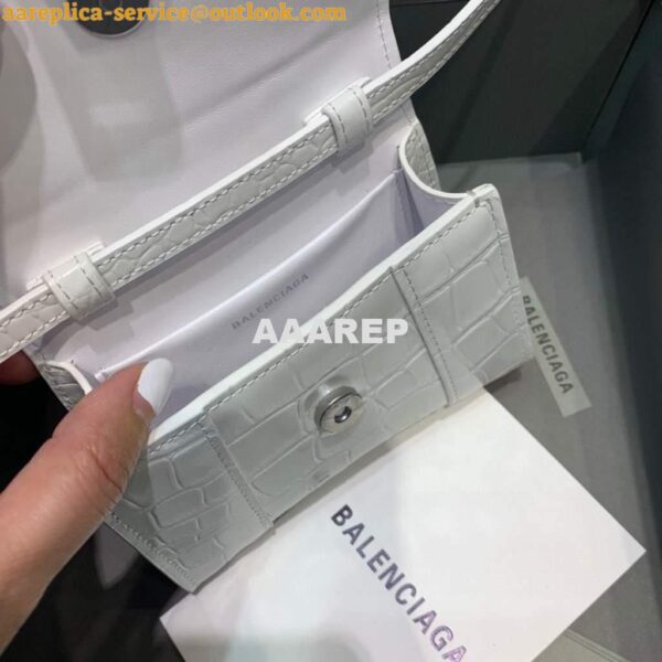 Replica Balenciaga 664676 Hourglass Mini Top Handle Crocodile Bag White 8