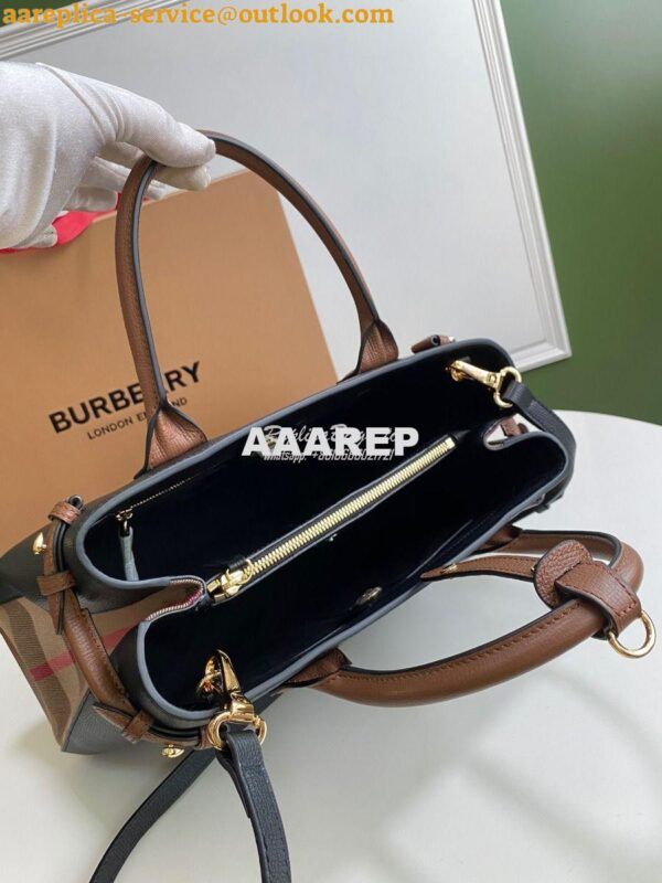 Replica Burberry The Small Banner in Leather and House Check black wit 10