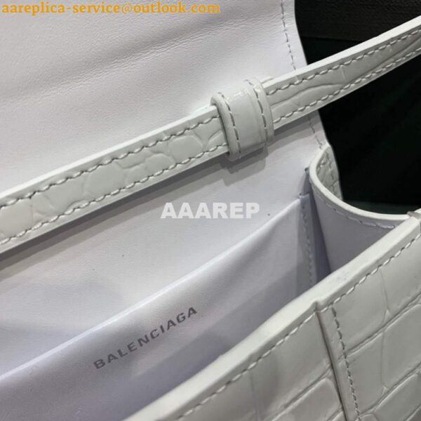 Replica Balenciaga 664676 Hourglass Mini Top Handle Crocodile Bag White 9