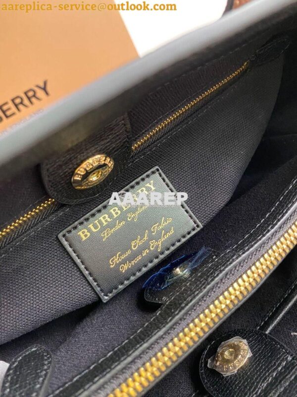 Replica Burberry The Small Banner in Leather and House Check black wit 11