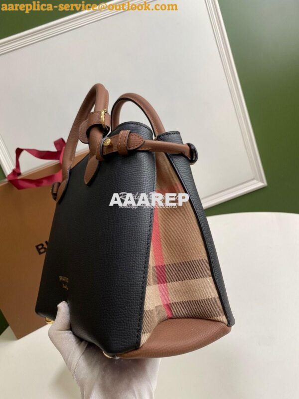 Replica Burberry The Small Banner in Leather and House Check black wit 14