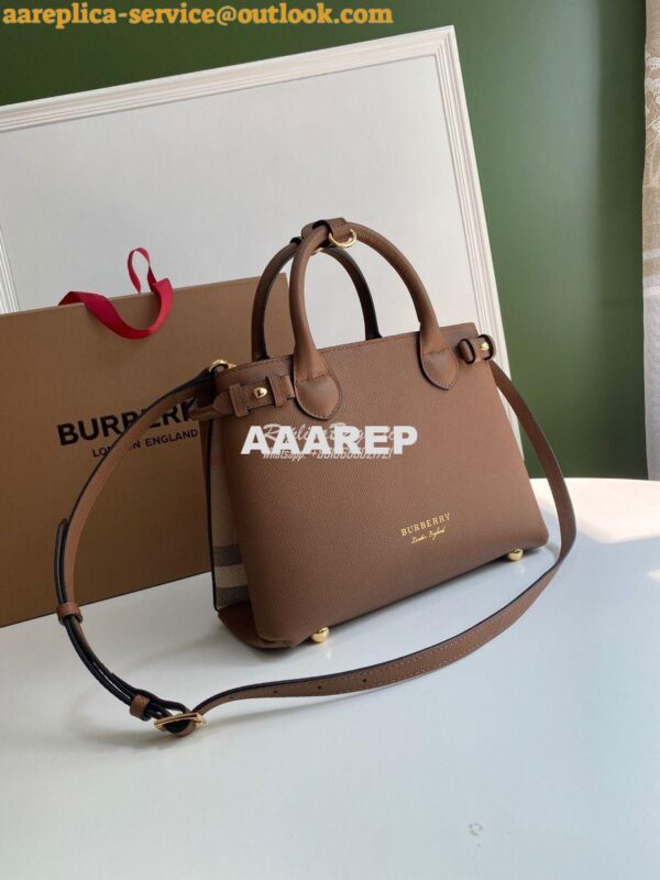 Replica Burberry The Small Banner in Leather and House Check Brown 6