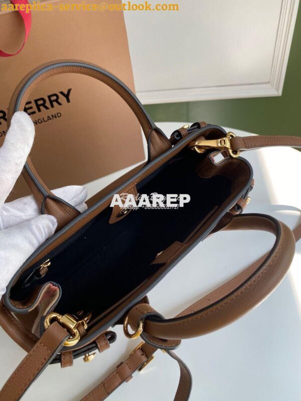 Replica Burberry The Small Banner in Leather and House Check Brown 12