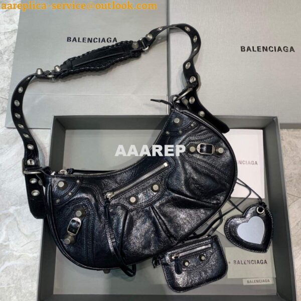 Replica Balenciaga 67130723 Women's Le Cagole Small Shoulder Bag Arena lambskin In Black 3