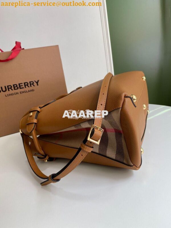 Replica Burberry The Small Banner in Leather and House Check Caramel 9