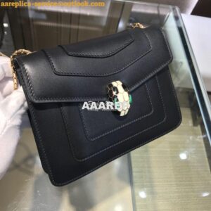 Replica Bvlgari Serpenti Forever Flap Cover Bag 34559 Black 2