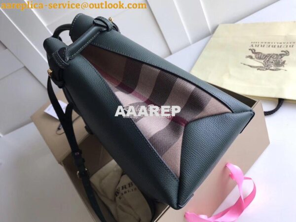 Replica Burberry The Small Banner in Leather and House Check Green 6