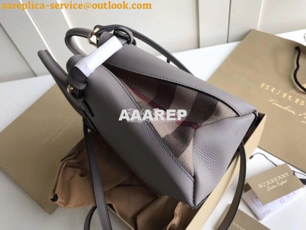 Replica Burberry The Small Banner in Leather and House Check Grey 6