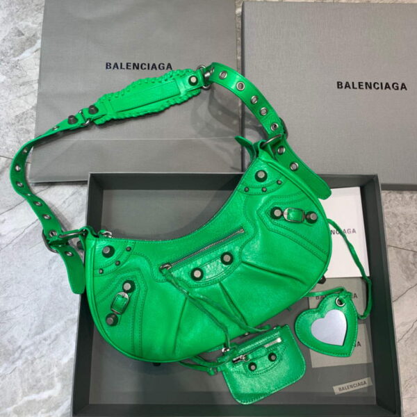 Replica Balenciaga 67130723 Women's Le Cagole Small Shoulder Bag Arena lambskin In Green 3