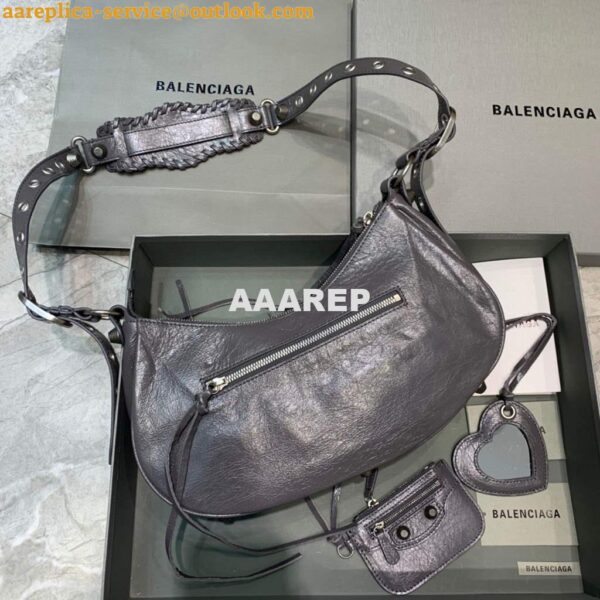 Replica Balenciaga 67130723 Women's Le Cagole Small Shoulder Bag Arena lambskin In Grey 4