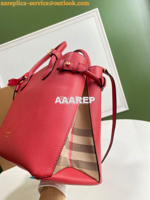 Replica Burberry The Small Banner in Leather and House Check Red 7