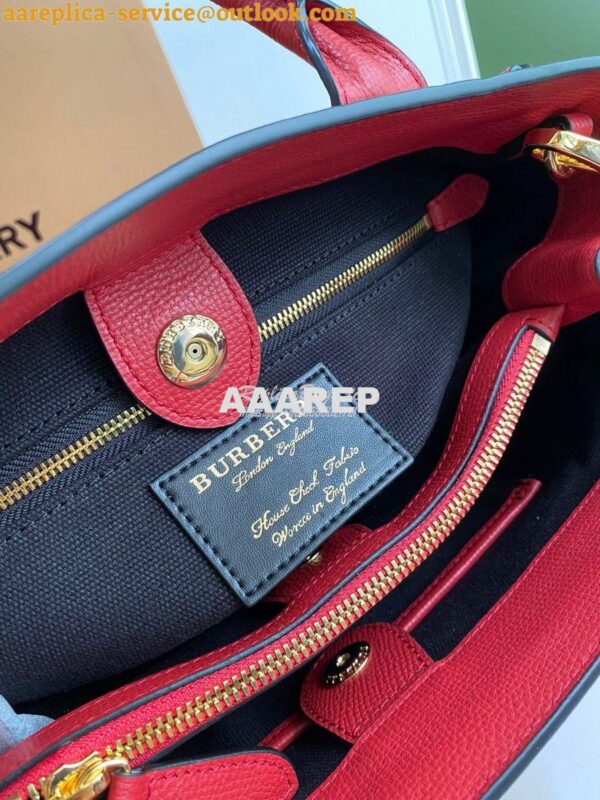 Replica Burberry The Small Banner in Leather and House Check Red 10