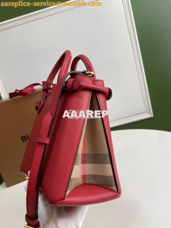 Replica Burberry The Small Banner in Leather and House Check Red 12