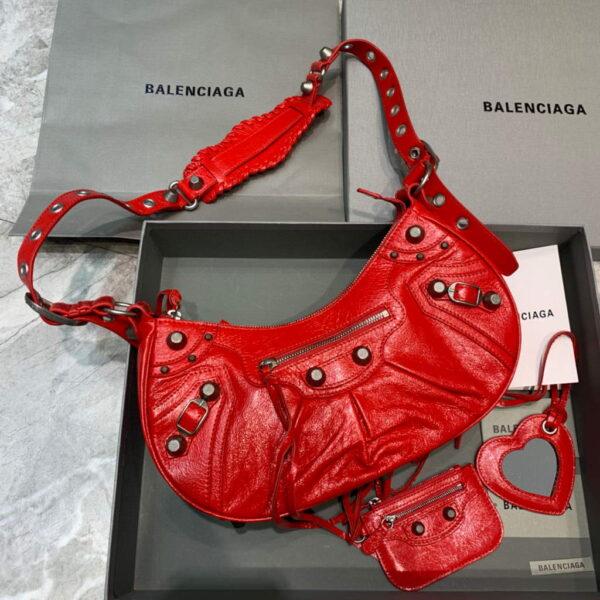 Replica Balenciaga 67130723 Women's Le Cagole Small Shoulder Bag Arena lambskin In Red 3