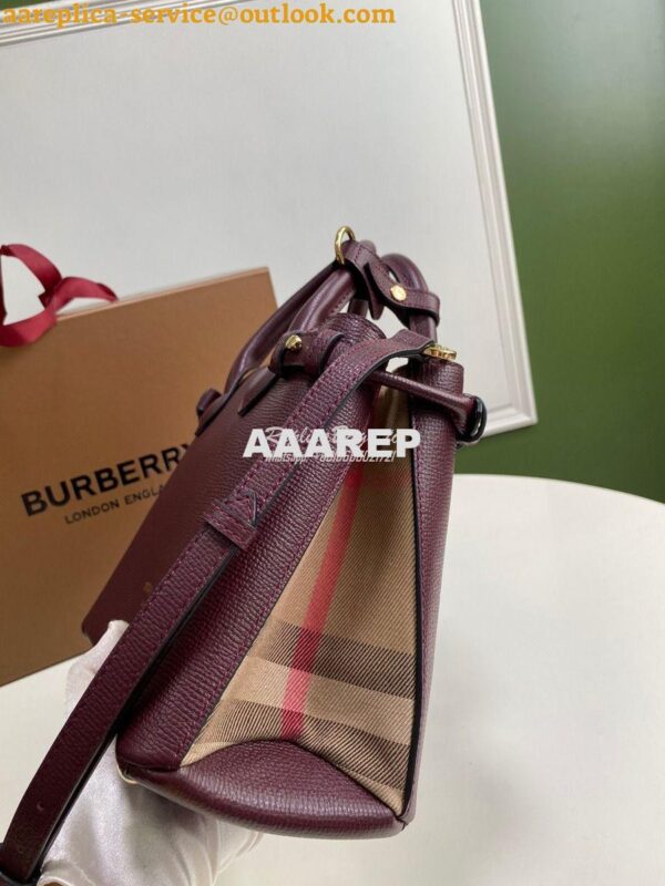 Replica Burberry The Small Banner in Leather and House Check Wine 6