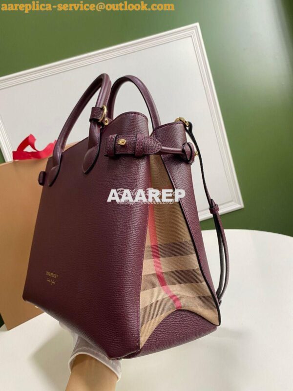 Replica Burberry The Small Banner in Leather and House Check Wine 14