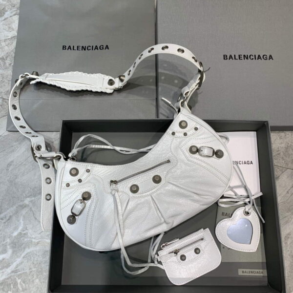 Replica Balenciaga 67130723 Women's Le Cagole Small Shoulder Bag Arena lambskin In White 3