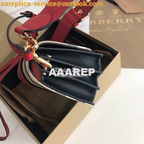 Replica Burberry The Small Buckle Bag in House Check and Red Leather 8