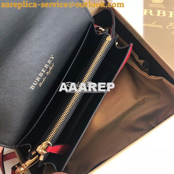 Replica Burberry The Small Buckle Bag in House Check and Red Leather 9