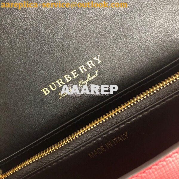 Replica Burberry The Small Buckle Bag in House Check and Red Leather 10