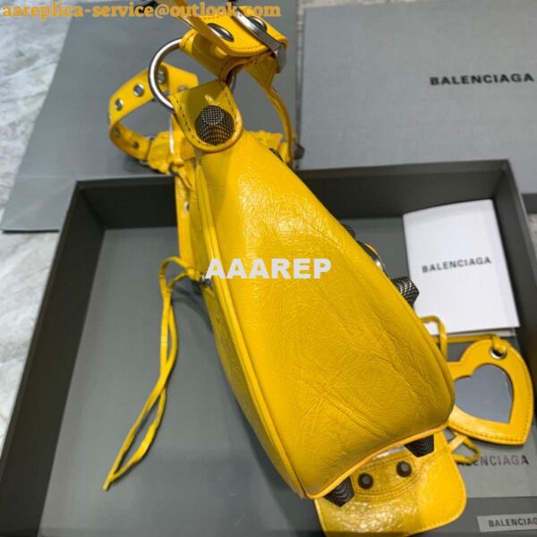 Replica Balenciaga 67130723 Women's Le Cagole Small Shoulder Bag Arena lambskin In Yellow 3