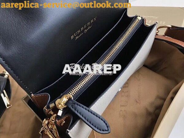 Replica Burberry The Small Buckle Bag in House Check and White Leather 8