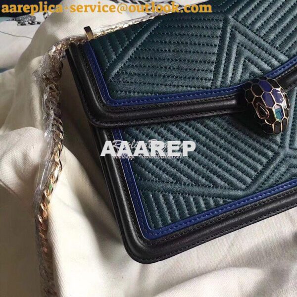 Replica Bvlgari Serpenti Forever Flap Cover Bag Framed Quilted Forest 6