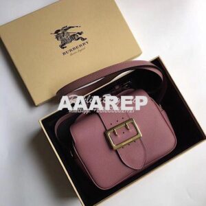 Replica Burberry The Small Buckle Crossbody Bag in Leather Dusty Pink 2