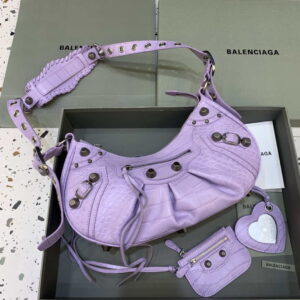 Replica Balenciaga 67130723 Women's Le Cagole Small Shoulder Bag Crocodile Embossed In Purple