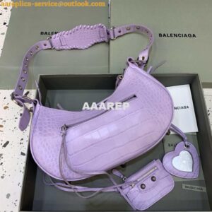 Replica Balenciaga 67130723 Women's Le Cagole Small Shoulder Bag Crocodile Embossed In Purple 2