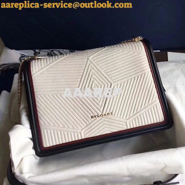 Replica Bvlgari Serpenti Forever Flap Cover Bag Framed Quilted White 10