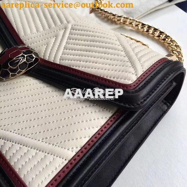 Replica Bvlgari Serpenti Forever Flap Cover Bag Framed Quilted White 15