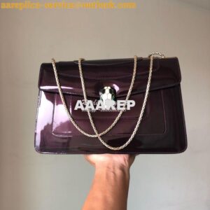 Replica Bvlgari Serpenti Forever Flap Cover Bag in Metallic Amarante 3