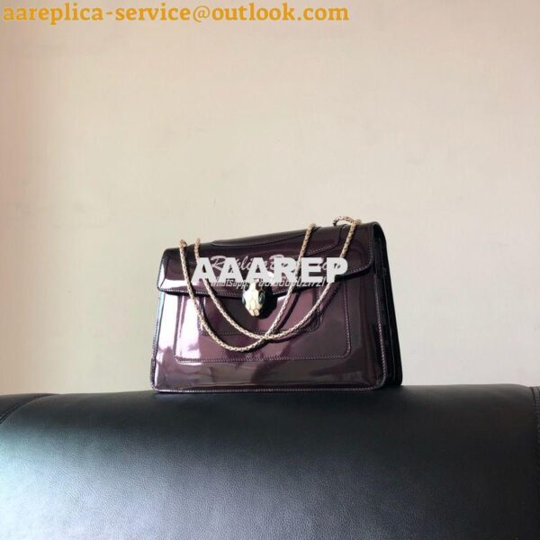 Replica Bvlgari Serpenti Forever Flap Cover Bag in Metallic Amarante 3 14