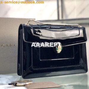 Replica Bvlgari Serpenti Forever Flap Cover Bag in Metallic Black 3979 2