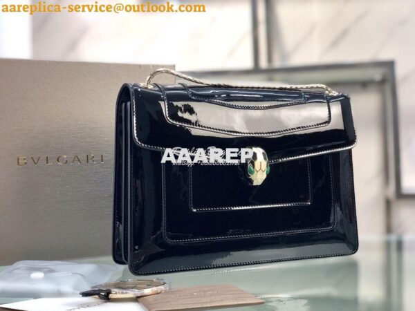 Replica Bvlgari Serpenti Forever Flap Cover Bag in Metallic Black 3979 4