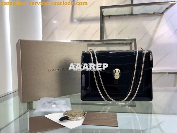 Replica Bvlgari Serpenti Forever Flap Cover Bag in Metallic Black 3979 6