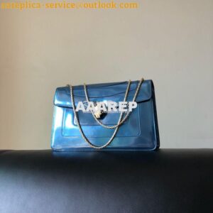 Replica Bvlgari Serpenti Forever Flap Cover Bag in Metallic Blue 39793