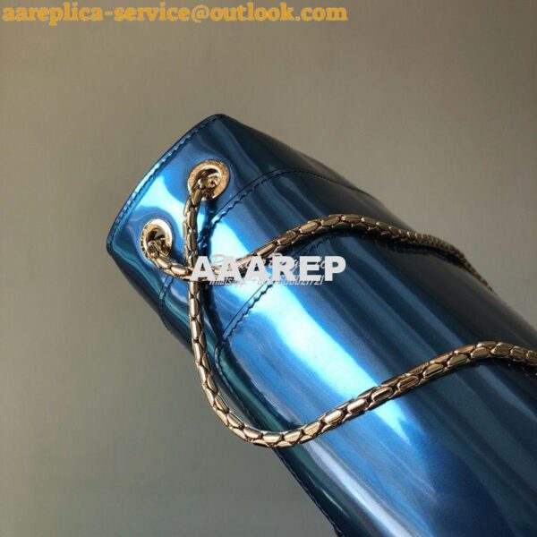 Replica Bvlgari Serpenti Forever Flap Cover Bag in Metallic Blue 39793 7