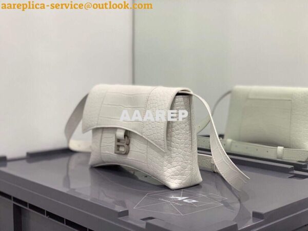 Replica Balenciaga 671355 Women's Downtown XS Shoulder Bag Crocodile Embossed White 4