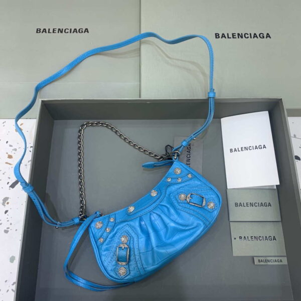 Replica Balenciaga 6940271VG9 Le Cagole Mini Multipouch in Blue Crocodile 3