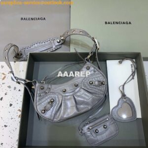 Replica Balenciaga 6940271VG9 Le Cagole Mini Multipouch in Gray Crocodile