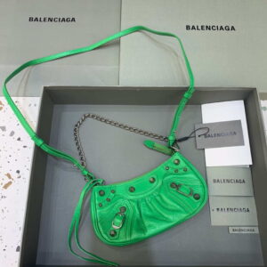 Replica Balenciaga 6940271VG9 Le Cagole Mini Multipouch in Green Arena lambskin