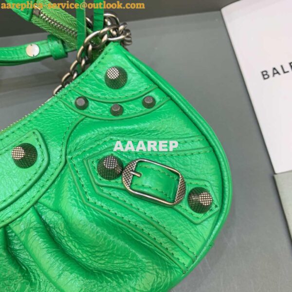 Replica Balenciaga 6940271VG9 Le Cagole Mini Multipouch in Green Arena lambskin 7