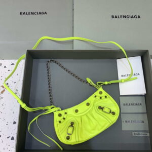 Replica Balenciaga 6940271VG9 Le Cagole Mini Multipouch in Lemon Yellow Arena lambskin