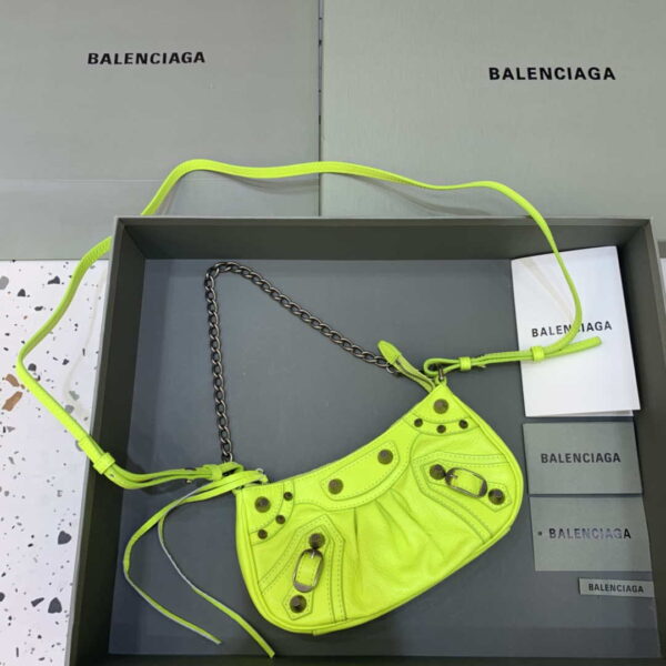 Replica Balenciaga 6940271VG9 Le Cagole Mini Multipouch in Lemon Yellow Arena lambskin 3