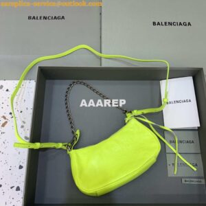 Replica Balenciaga 6940271VG9 Le Cagole Mini Multipouch in Lemon Yellow Arena lambskin 2