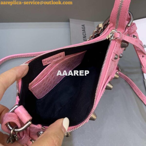 Replica Balenciaga 6940271VG9 Le Cagole Mini Multipouch in Pink Crocodile 8